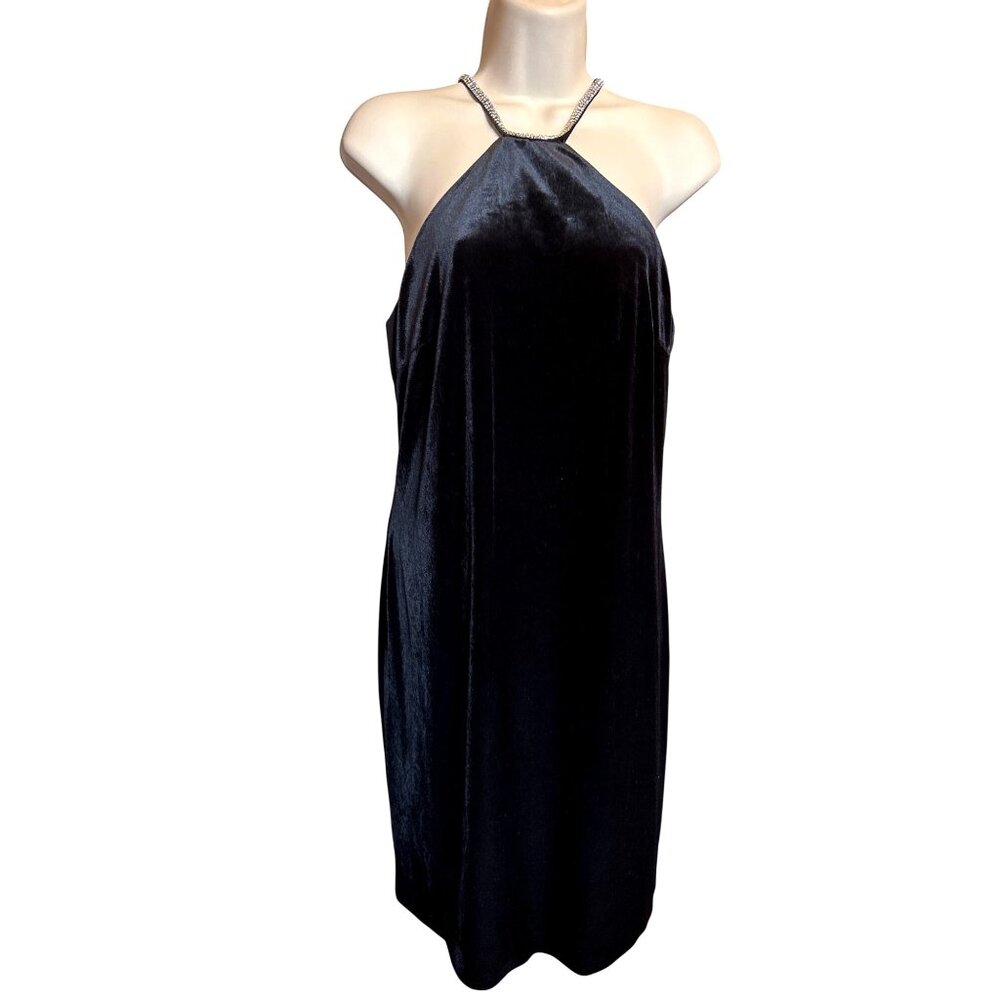 Alex Marie Laura Velvet Halter Dress 4 Black Midnight Fantasy Cocktail Holiday